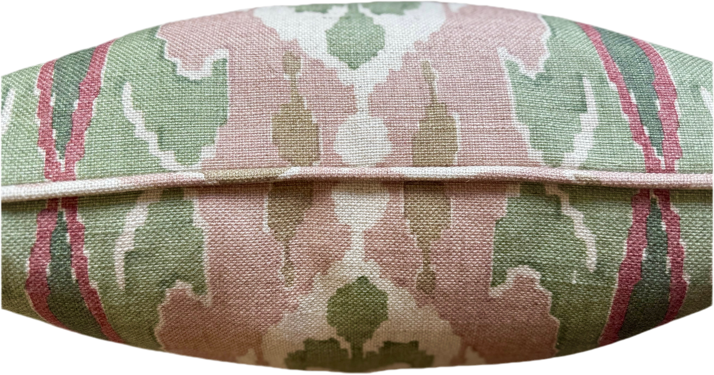 GP & J Baker Ikat Bokhara Rose Green Cushions