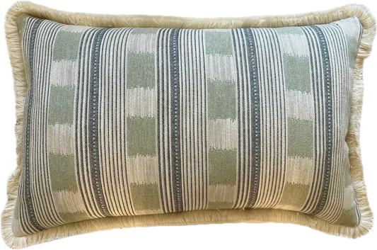 Aqua Lost & Found Fringed Lumbar Cushion