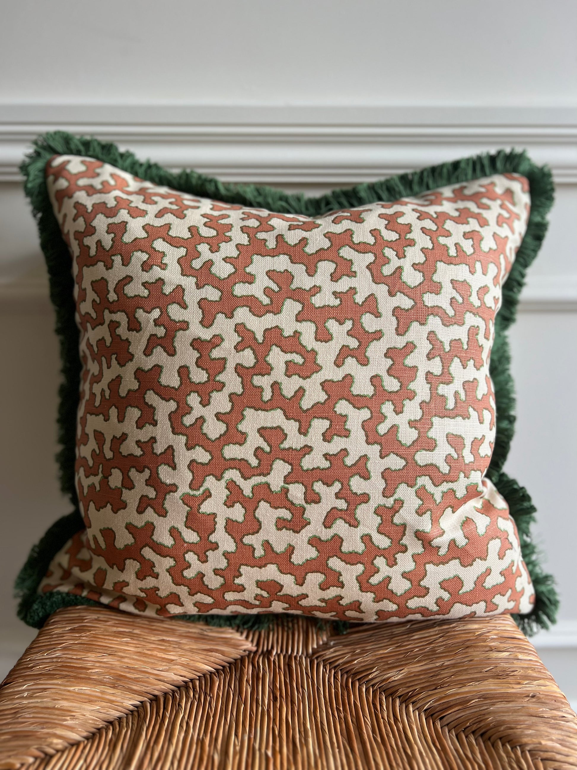 Colefax Fowler Cushions - Luxury cushions in Sibyl Colefax John Fowler Fabric (Apricot Squiggle)
