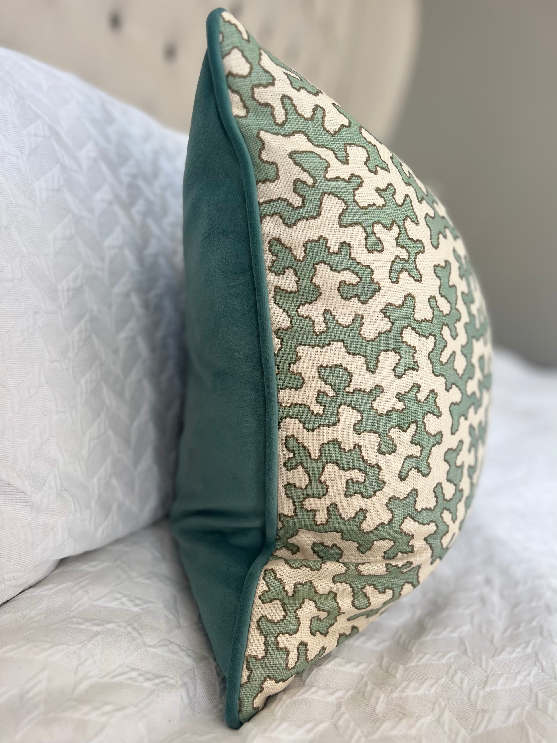 Colefax Fowler Cushions - Luxury cushions in Colefax Fowler Fabric (Aqua Squiggle)