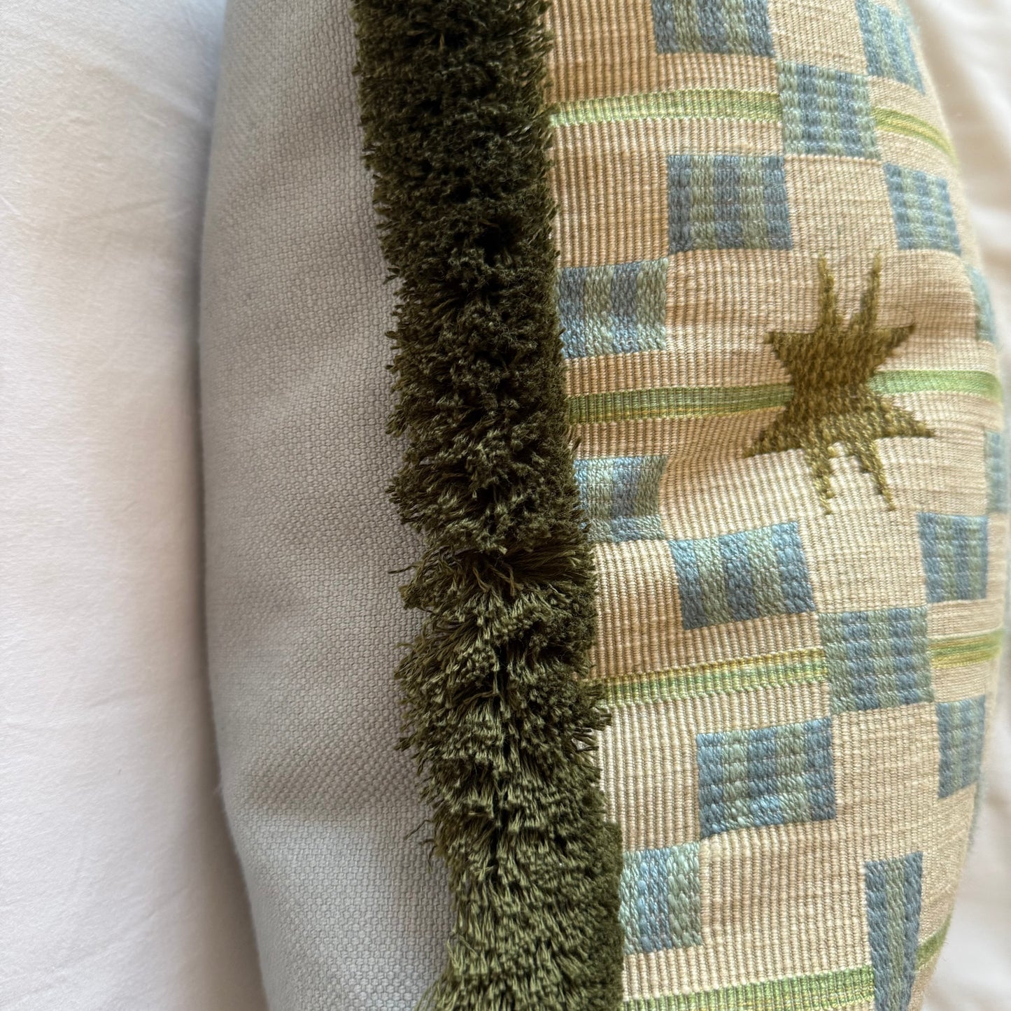 Afua Olive Fringed Cushion
