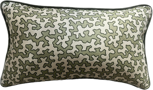 Colefax & Fowler Moss Squiggle Piped Lumber Cushion
