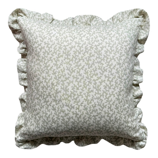 Veere Grenney Folly Sage Ruffled cushions