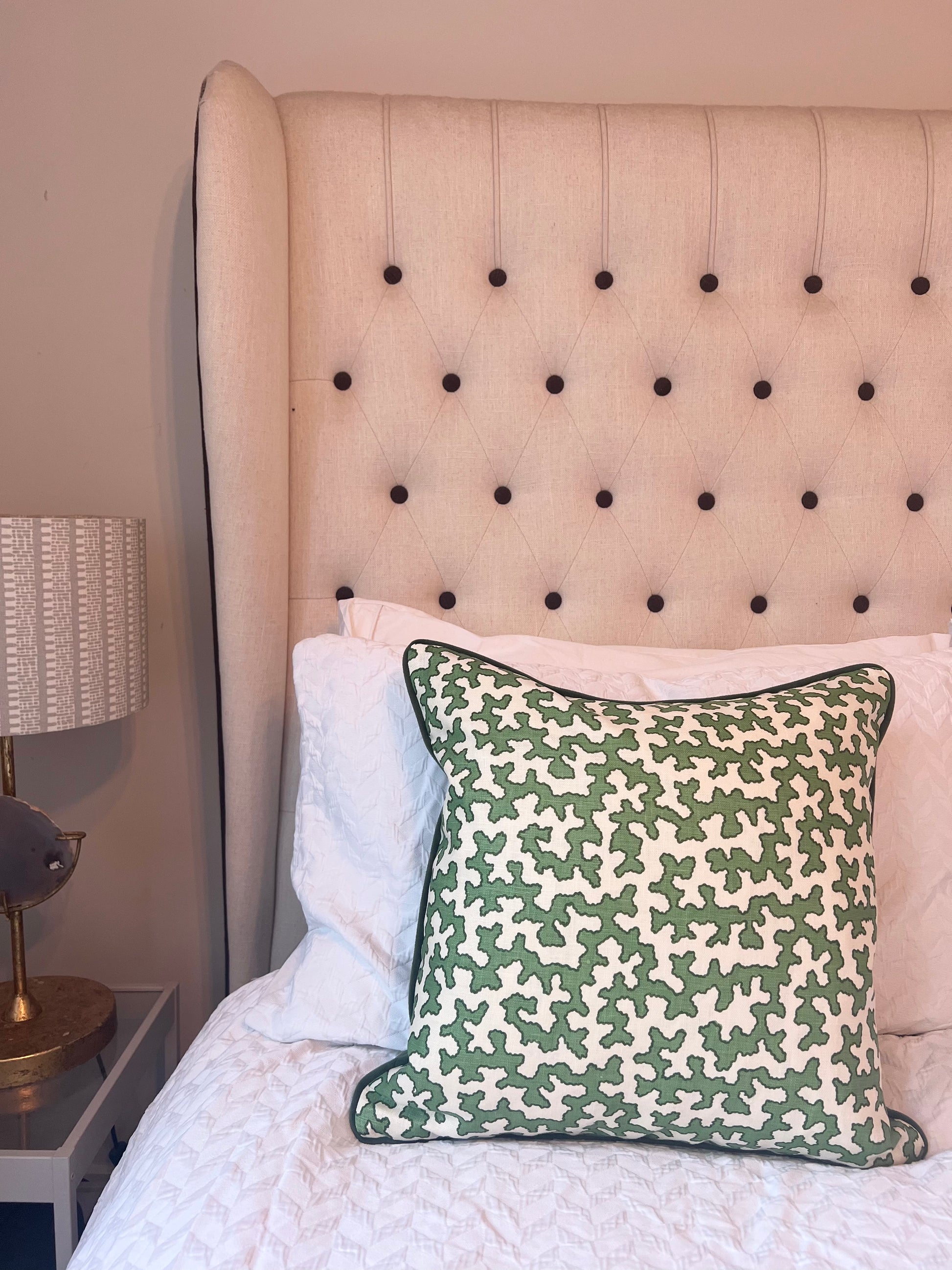 Colefax Fowler Cushions - Luxury cushions in Colefax Fowler Fabric (Green Squiggle)