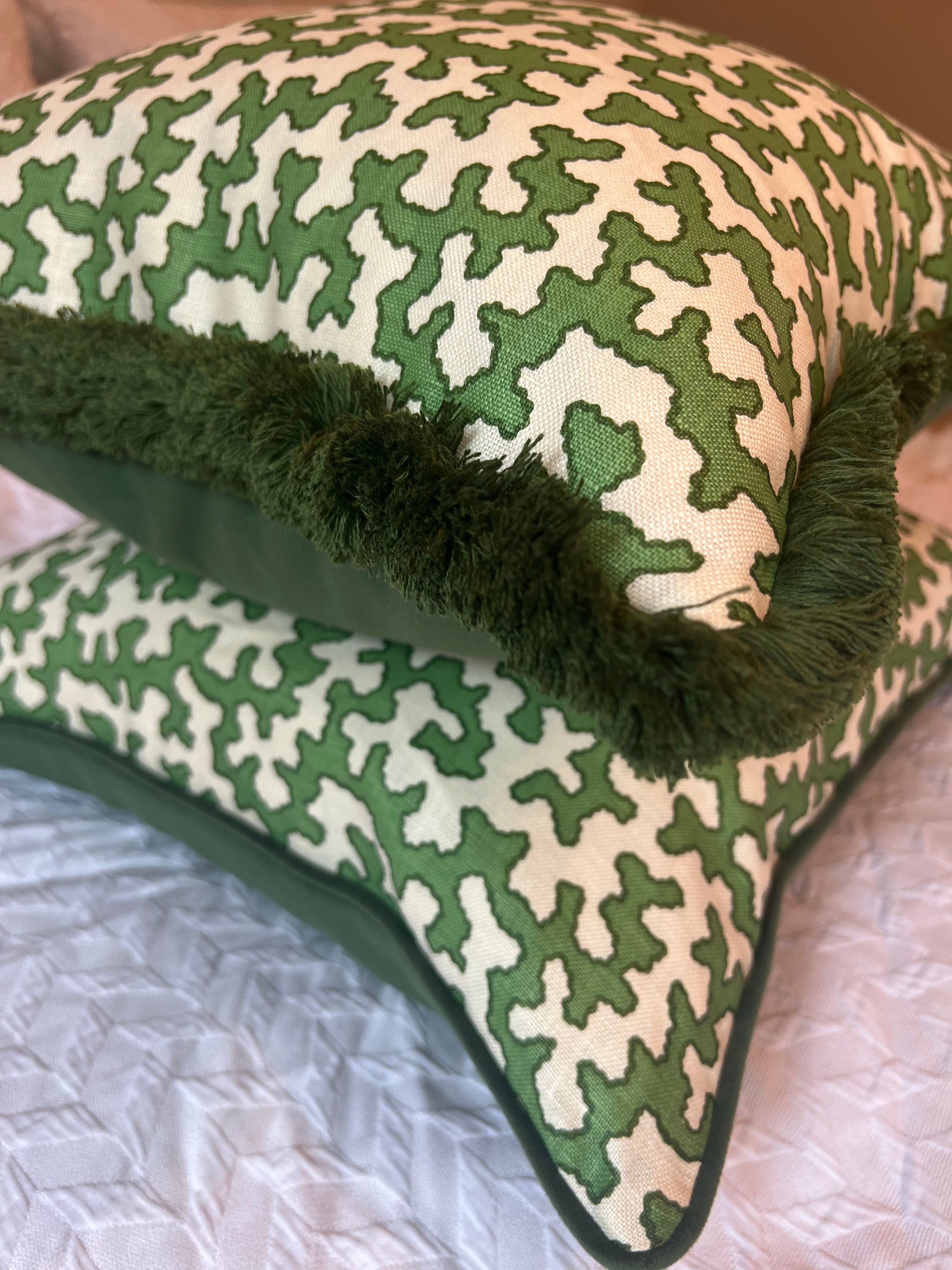 Colefax Fowler Cushions - Luxury cushions in Colefax Fowler Fabric (Green Squiggle)