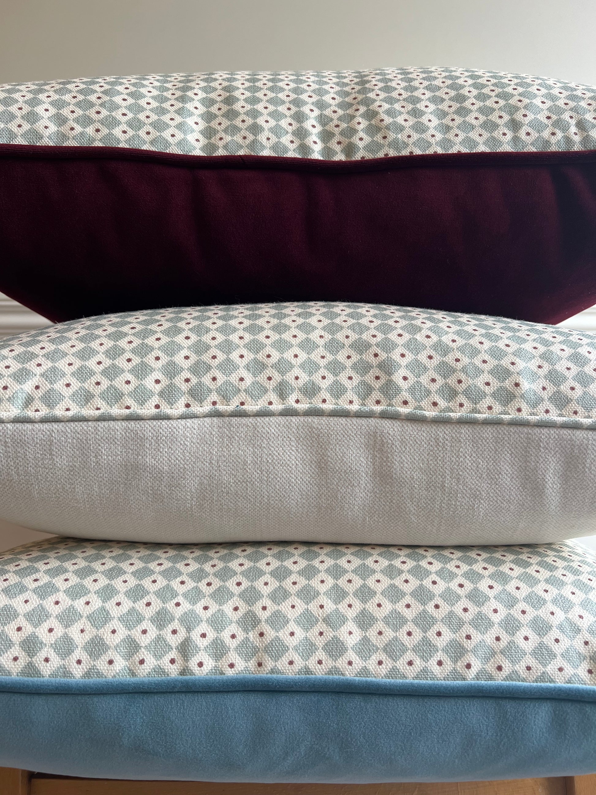 Lewis & Wood Cushions - Luxury cushions in Diamond Dot Fabric (Sea Holly)