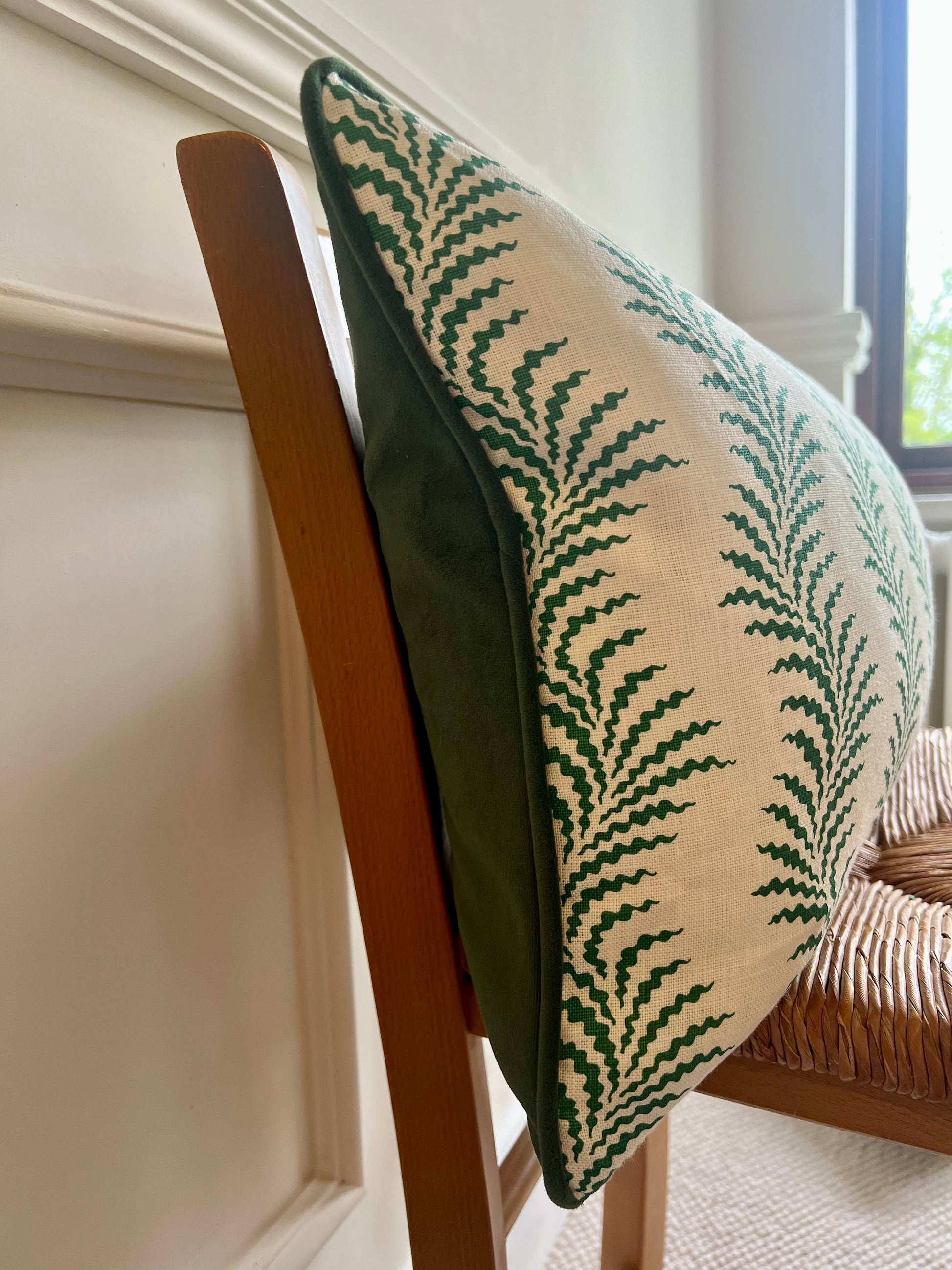 Soane Britain Cushions - Luxury cushions in Soane Britain Scrolling Fern Emerald green Fabric