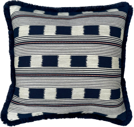 Indigo Lost & Found Fringed Cushion