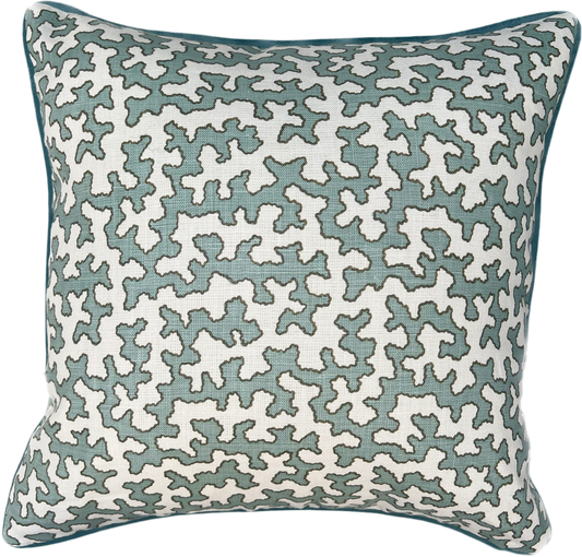 Colefax & Fowler Aqua Squiggle Cushions