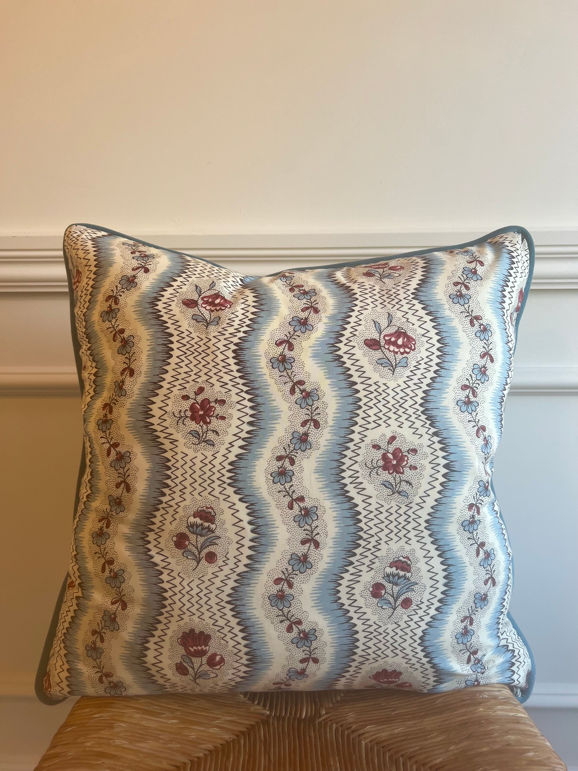 Luxury designer cushion in Pierre Frey Le Manach Greuze fabric