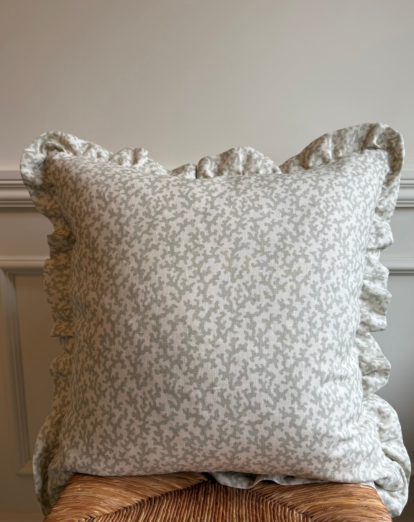 Veere Grenney Folly Sage Ruffled cushions