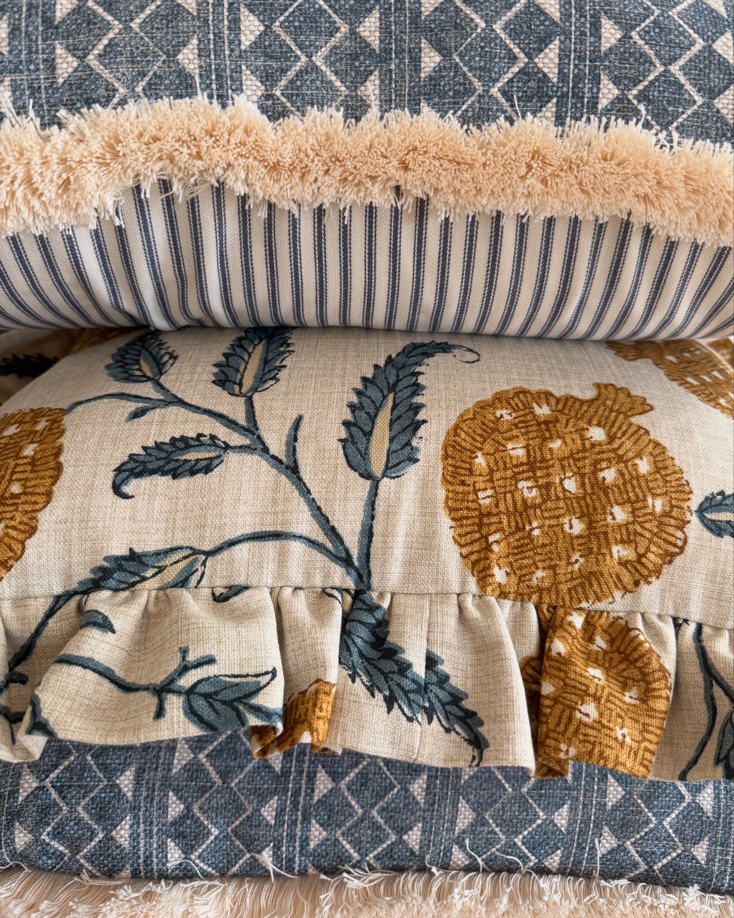 Sanderson Anaar Ruffled Cushions