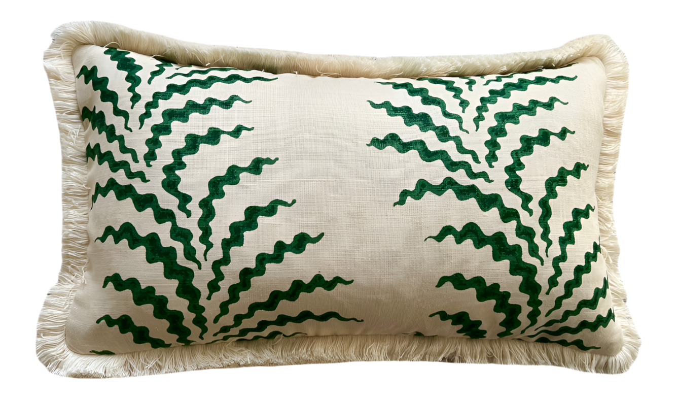 Soane Scrolling Fern Fringed Cushion