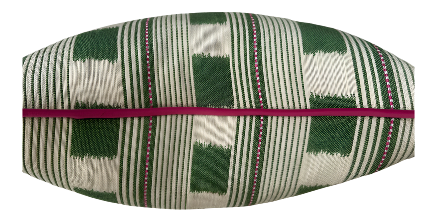 Green Lost & Found Fuchsia Velvet Piped Cushion