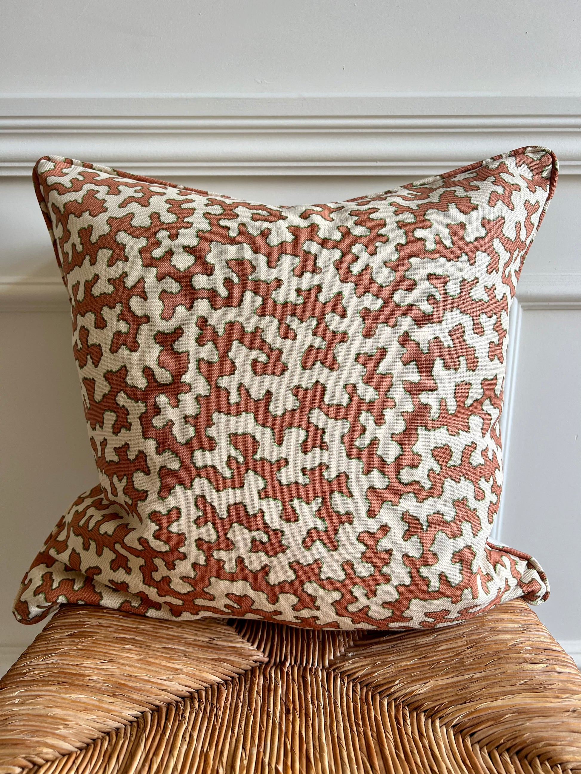 Colefax Fowler Cushions - Luxury cushions in Sibyl Colefax John Fowler Fabric (Apricot Squiggle)
