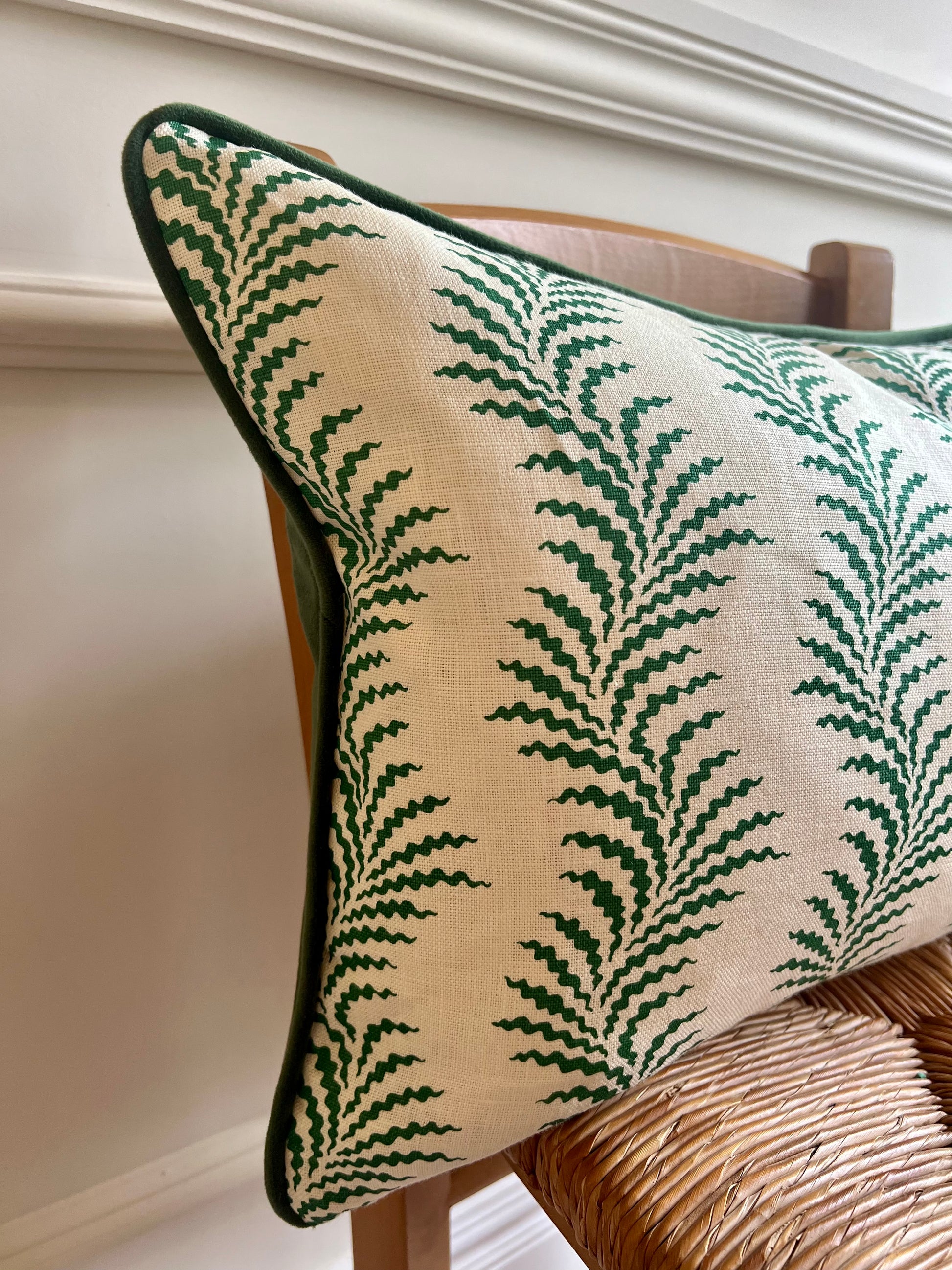 Soane Britain Cushions - Luxury cushions in Soane Britain Scrolling Fern Emerald green Fabric