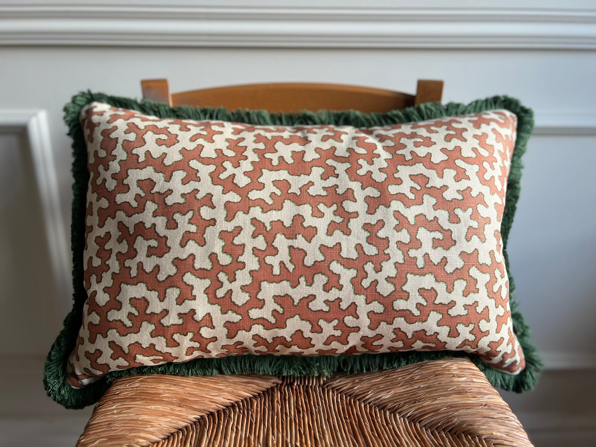 Colefax Fowler Cushions - Luxury cushions in Sibyl Colefax John Fowler Fabric (Apricot Squiggle)