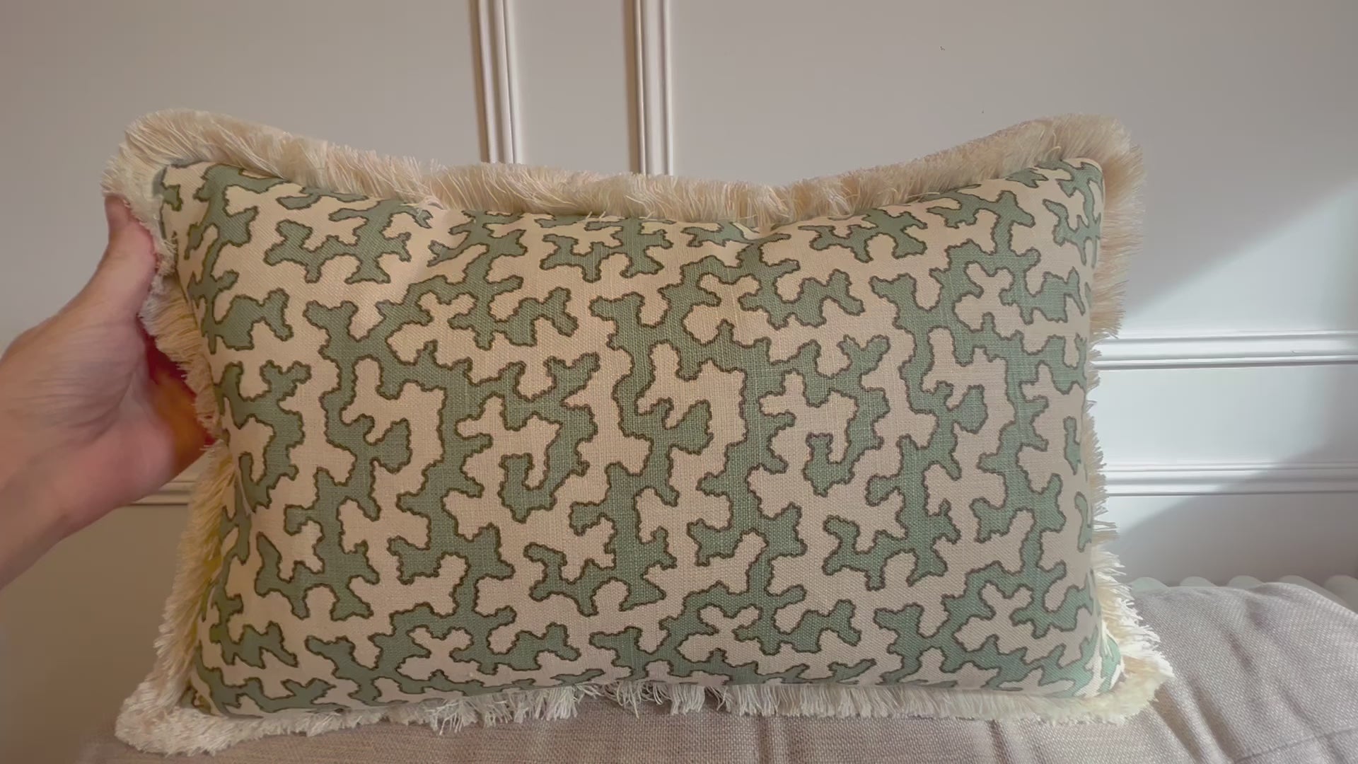 Colefax Fowler Cushions - Luxury cushions in Colefax Fowler Fabric (Aqua Squiggle)