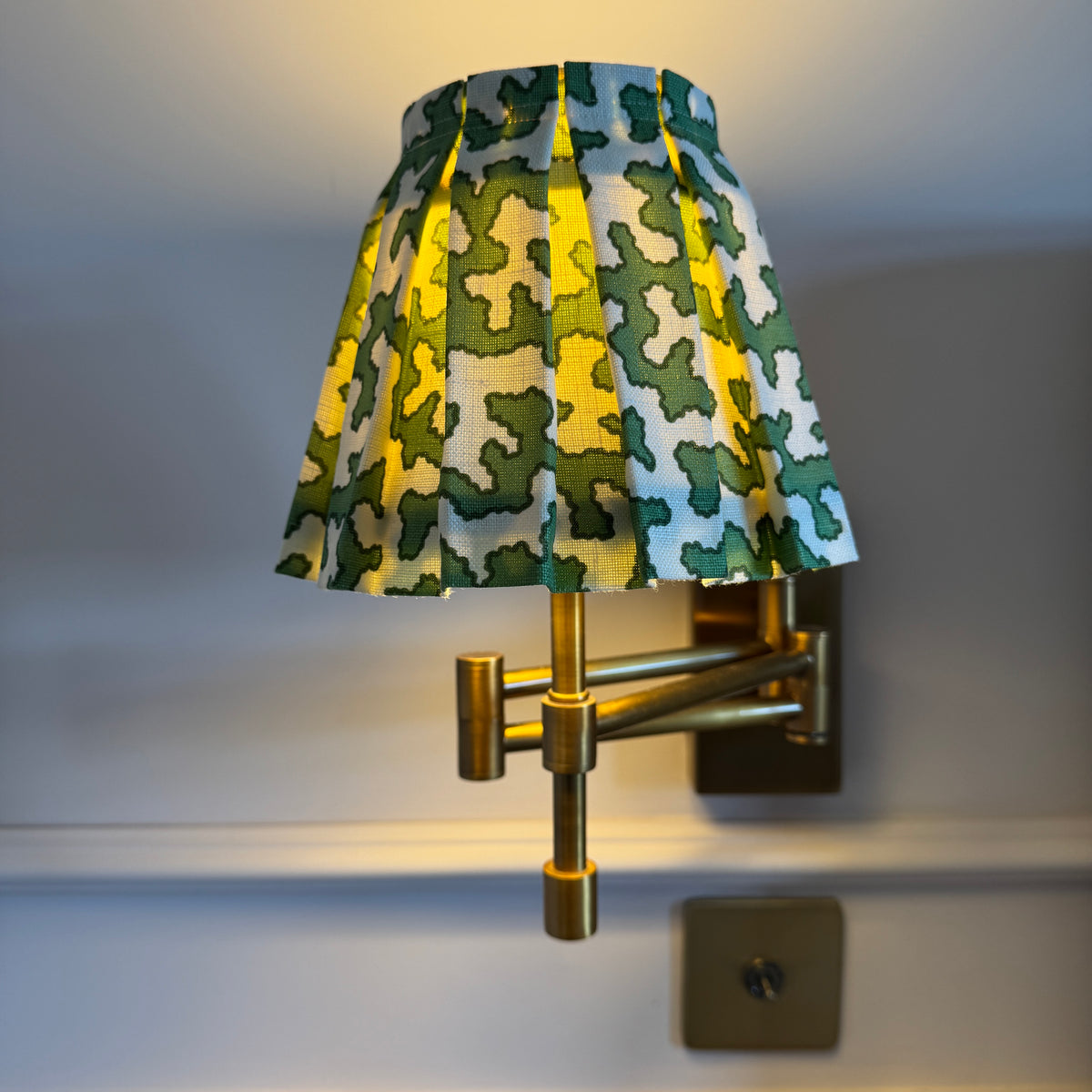 Green Squiggle Box Pleat Lampshade