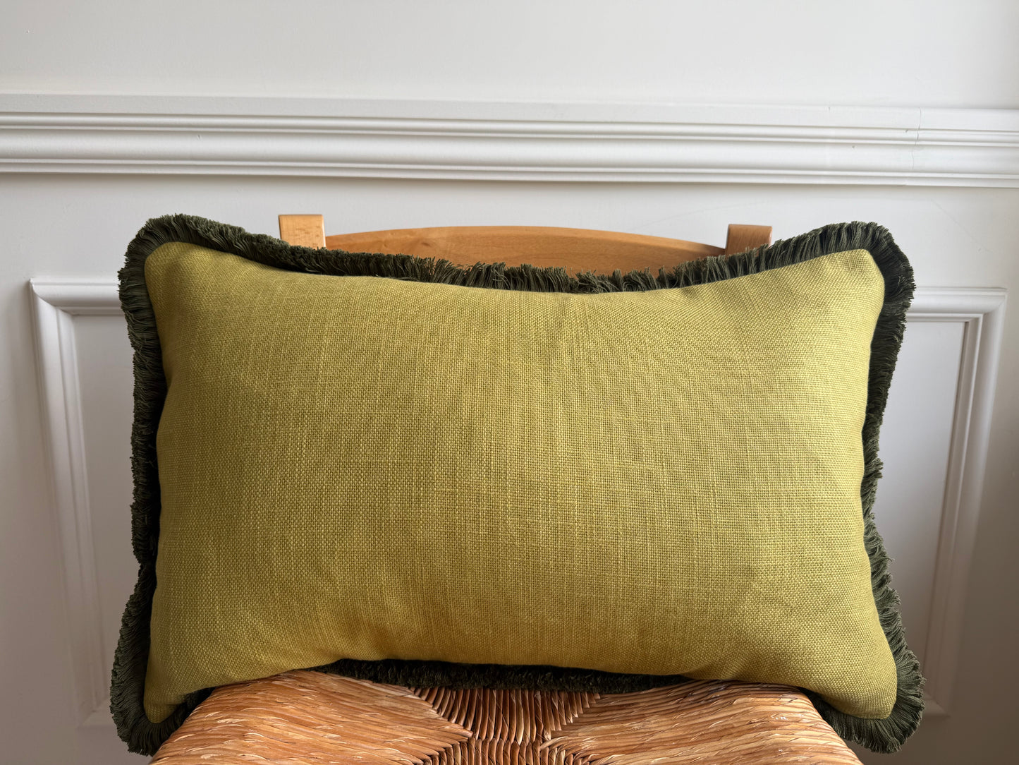 Sibyl Colefax Khaki Seaweed Fringed Cushion