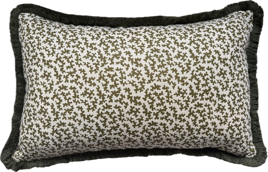 Sibyl Colefax Khaki Seaweed Fringed Cushion