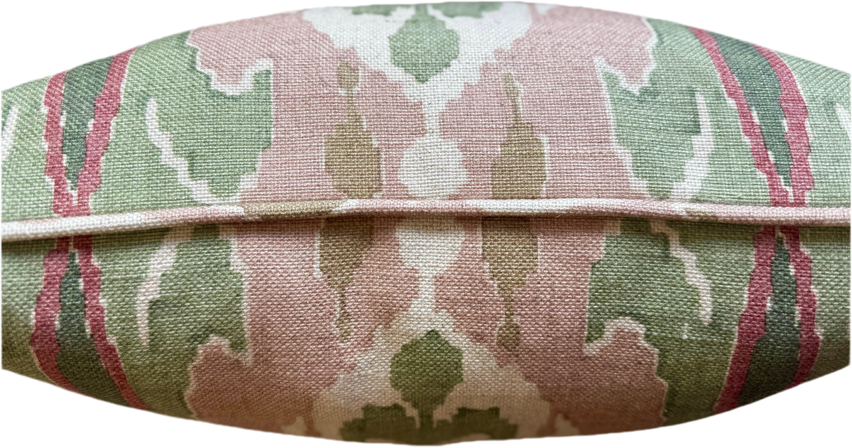 GP & J Baker Ikat Bokhara Rose Green Cushion