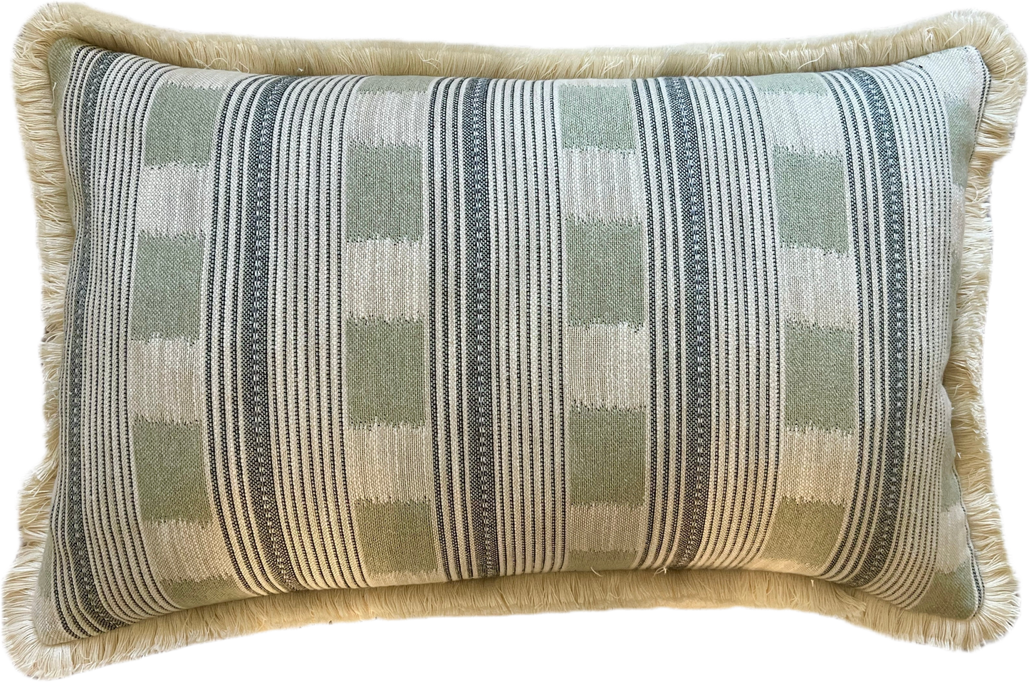 Aqua Lost & Found Fringed Lumbar Cushion