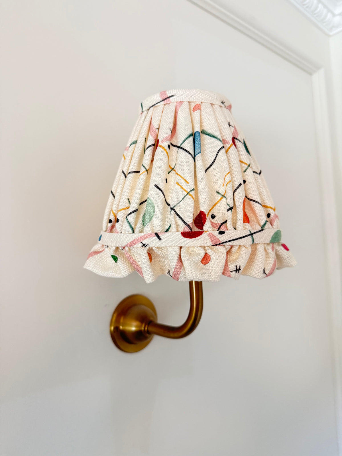 Luxury gather pleated lampshade in Ottoline Improvisation premium designer fabric