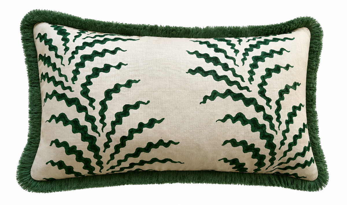Soane Scrolling Fern Fringed Cushion
