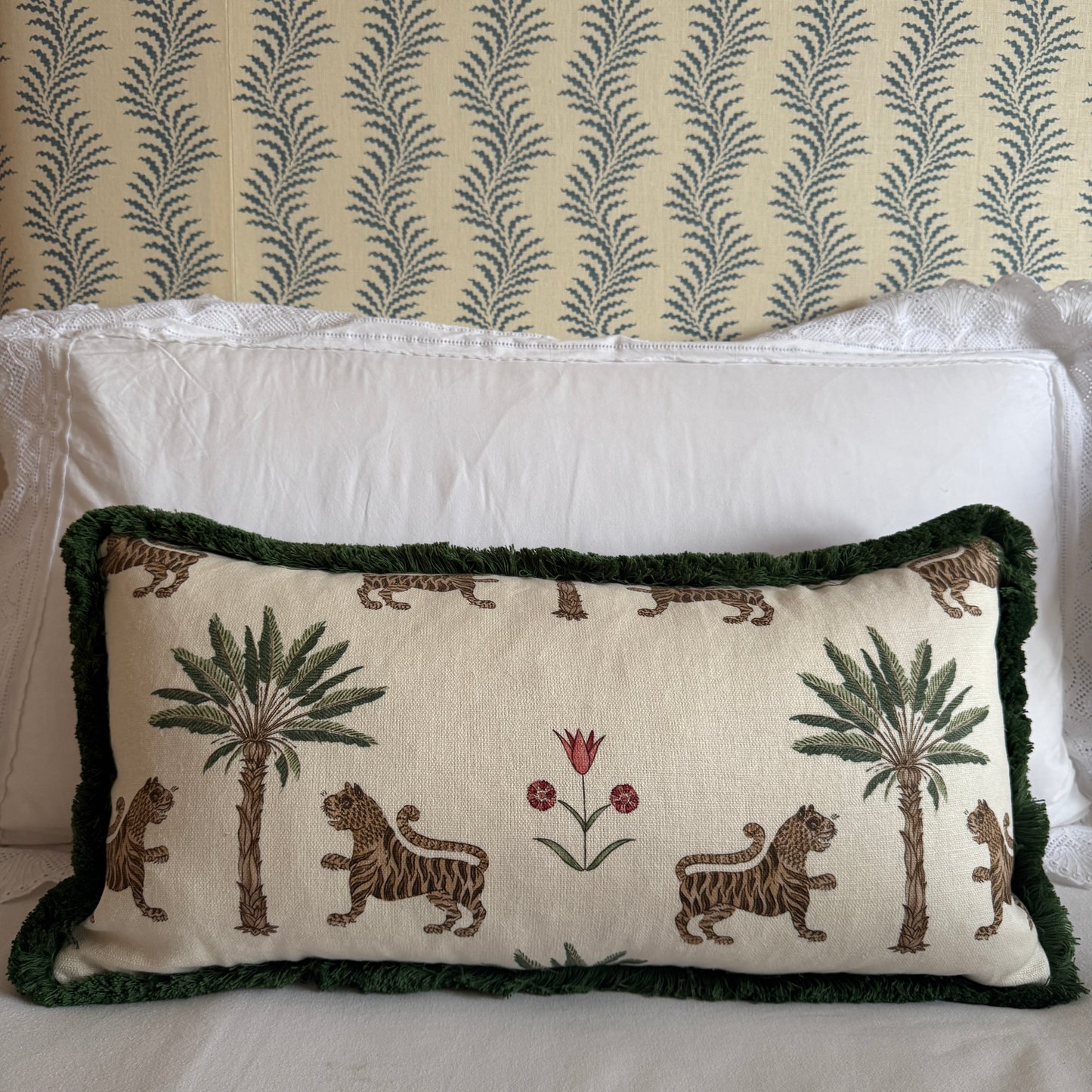 Bespoke Tiger Palm Cocoa Cushion