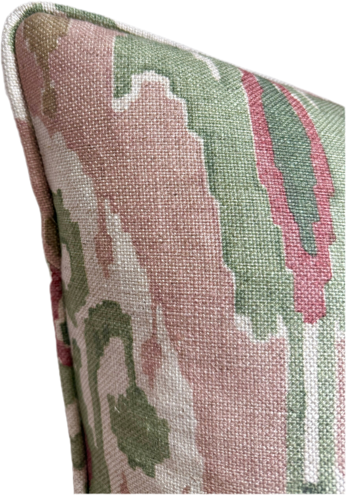 GP & J Baker Ikat Bokhara Rose Green Cushion