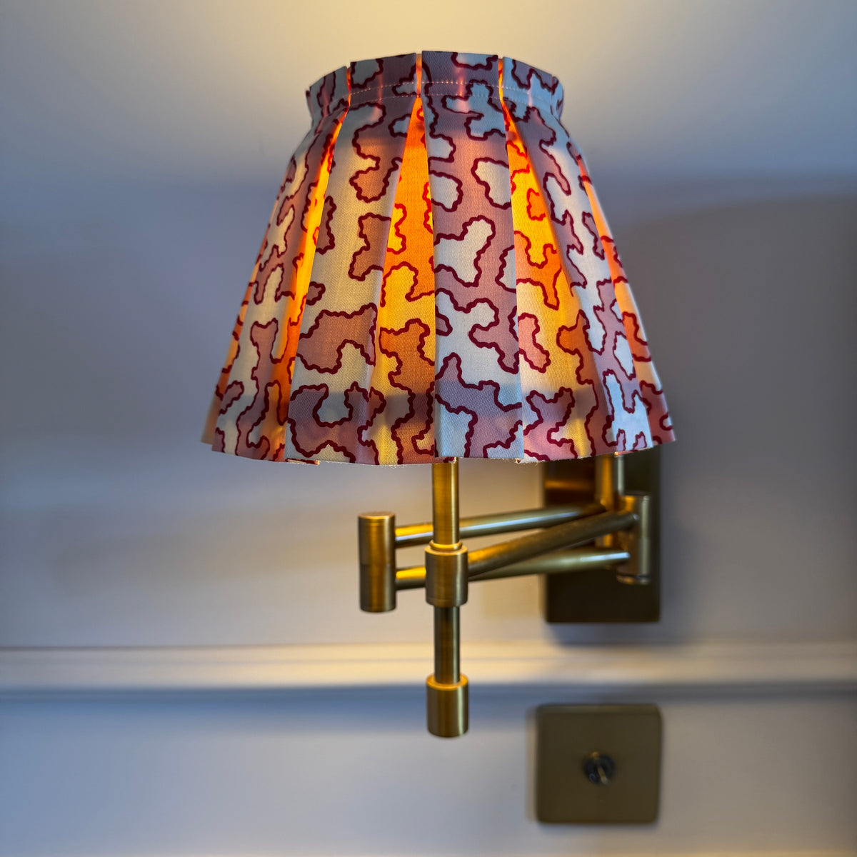 Pink Squiggle Box Pleat Lampshade