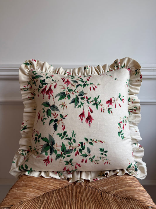 Colefax & Fowler Fuchsia Ruffled Cushion