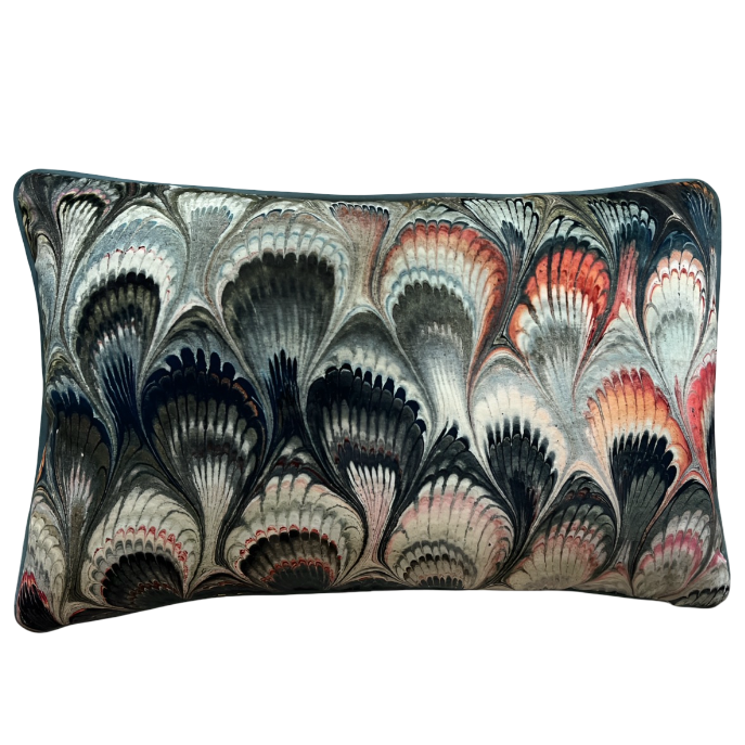 Beata Heuman Marbelised Velvet Lumber Cushion