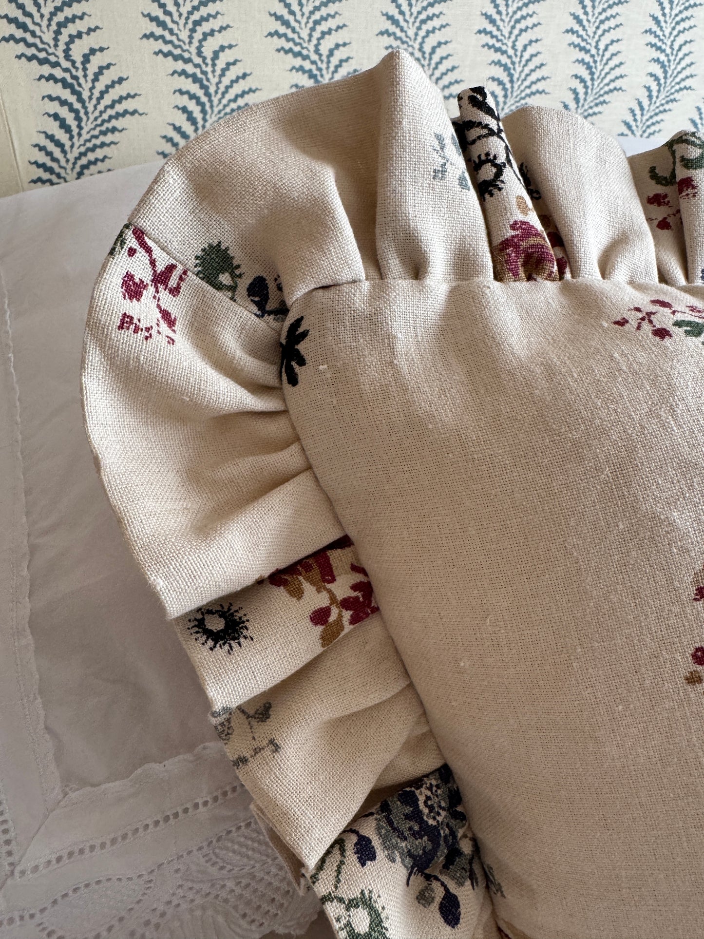 Penny Morrison Vine Flowers Ruffled Cushion