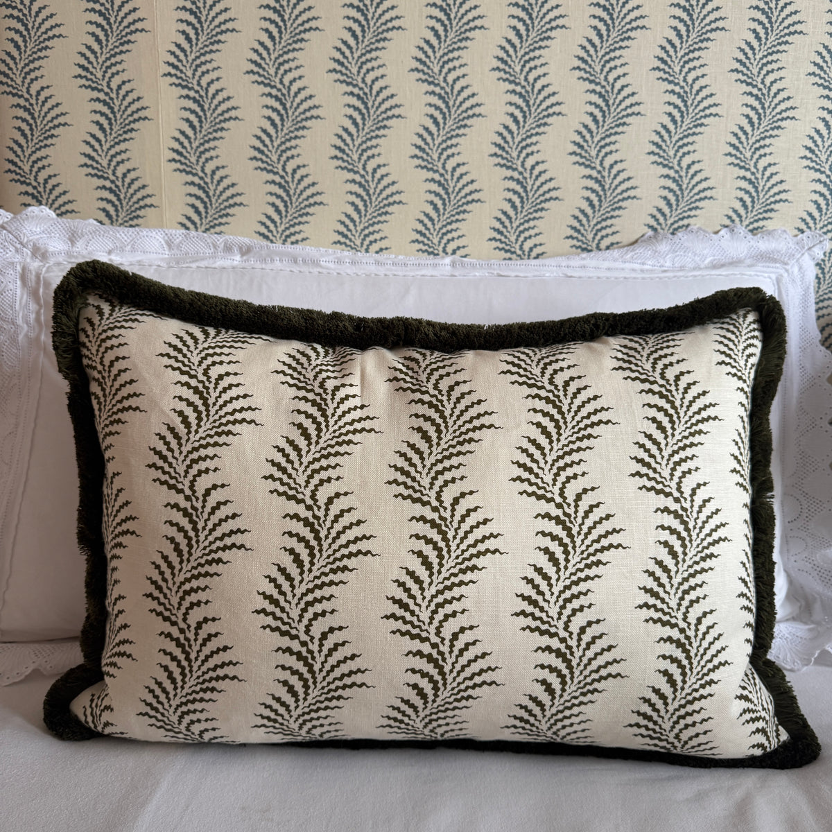 Soane Scrolling Fern Moss Cushion