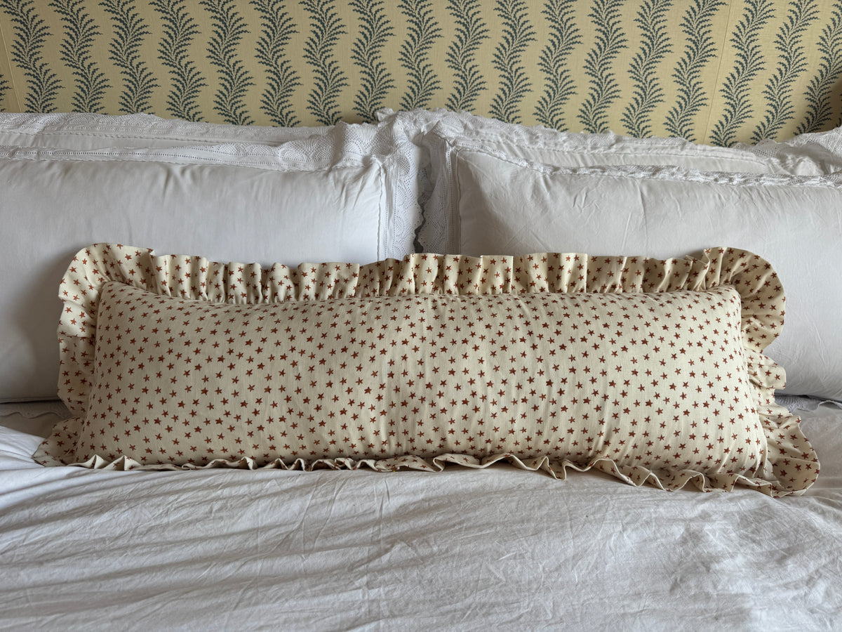 ‘Bigger Than the Baby’ Chelsea Textiles Stars Rust Cushion