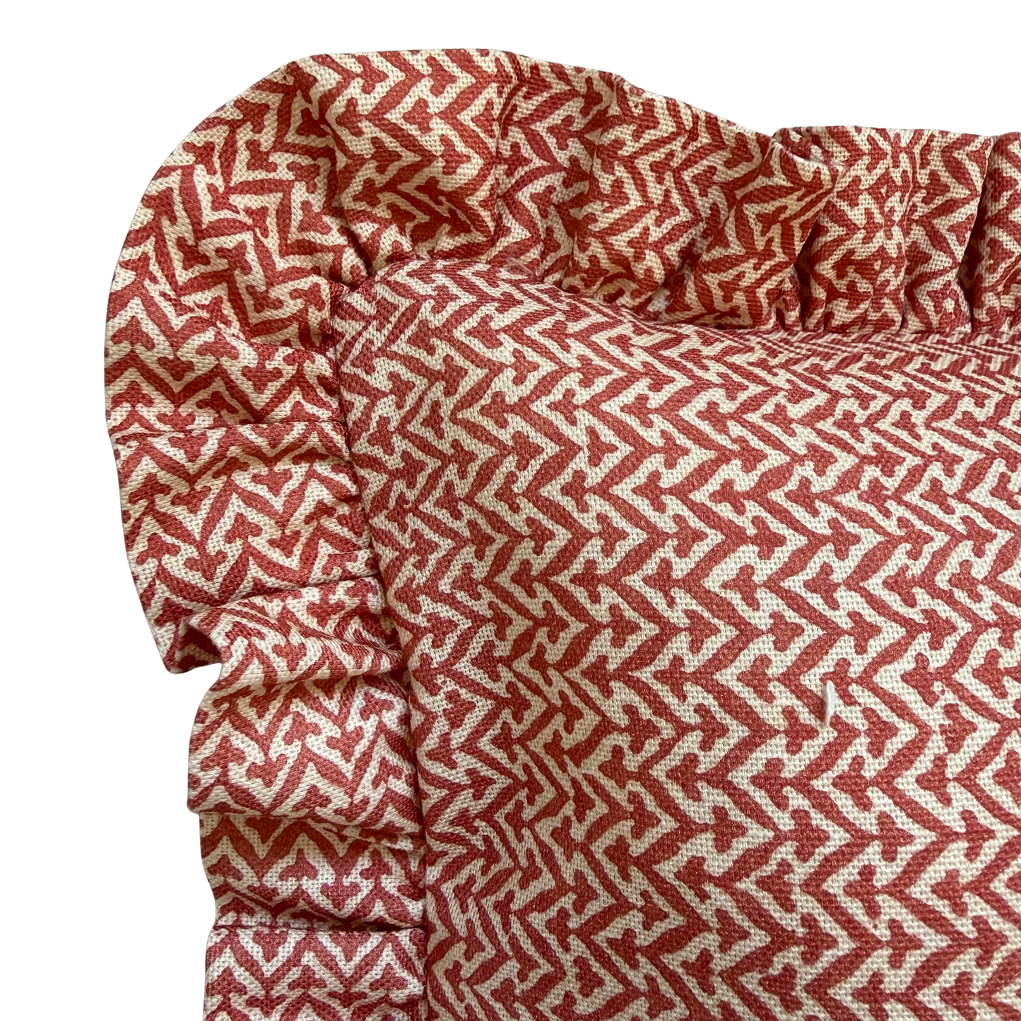 ‘Bigger Than the Baby’ Frilly Tilly Cushion - Red