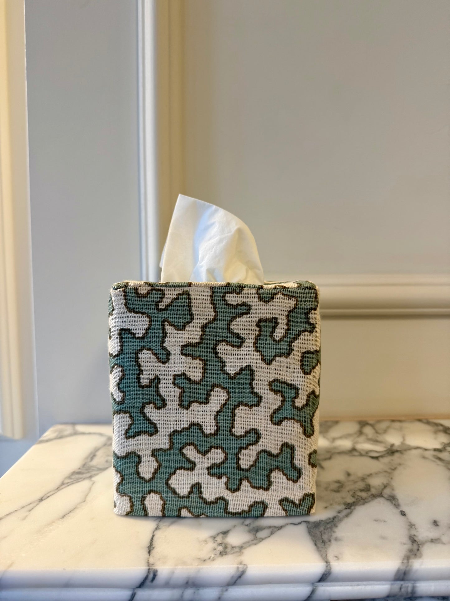 Aqua Squiggle Tissue Box