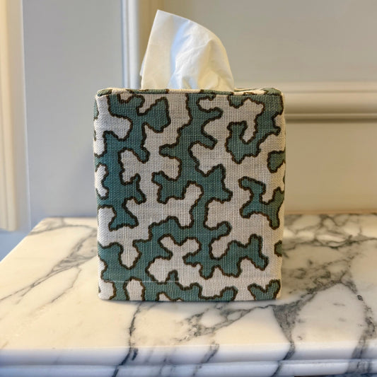 Aqua Squiggle Tissue Box