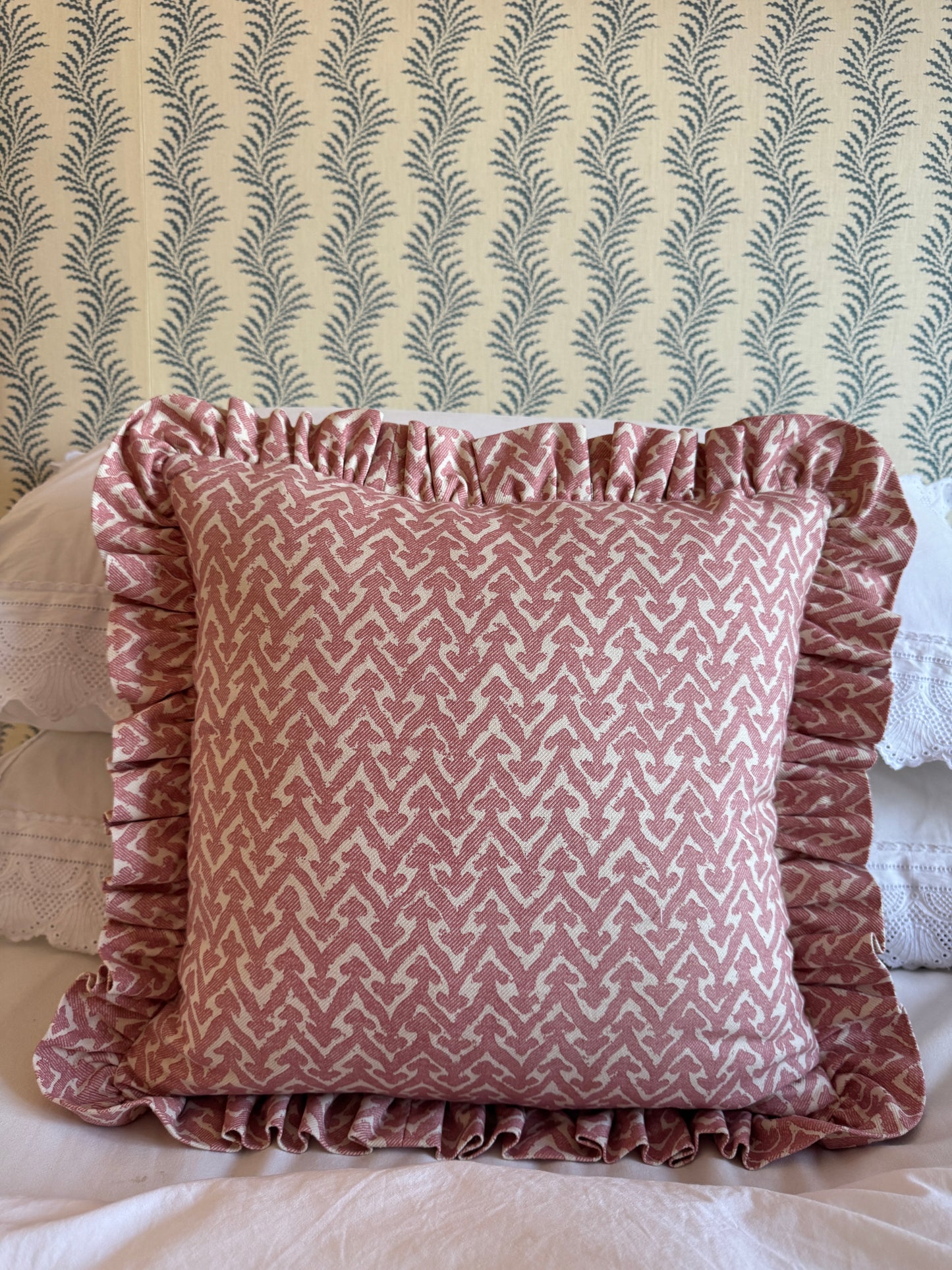 Fermoie Rabanna Pink Ruffled Cushion