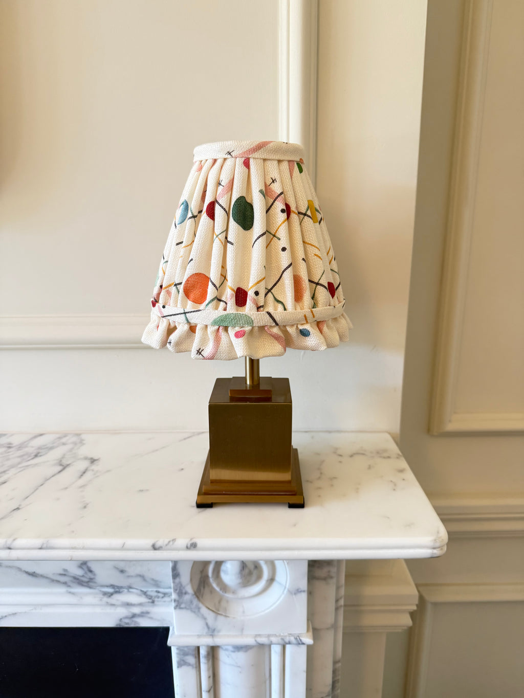 Luxury gather pleated lampshade in Ottoline Improvisation premium designer fabric