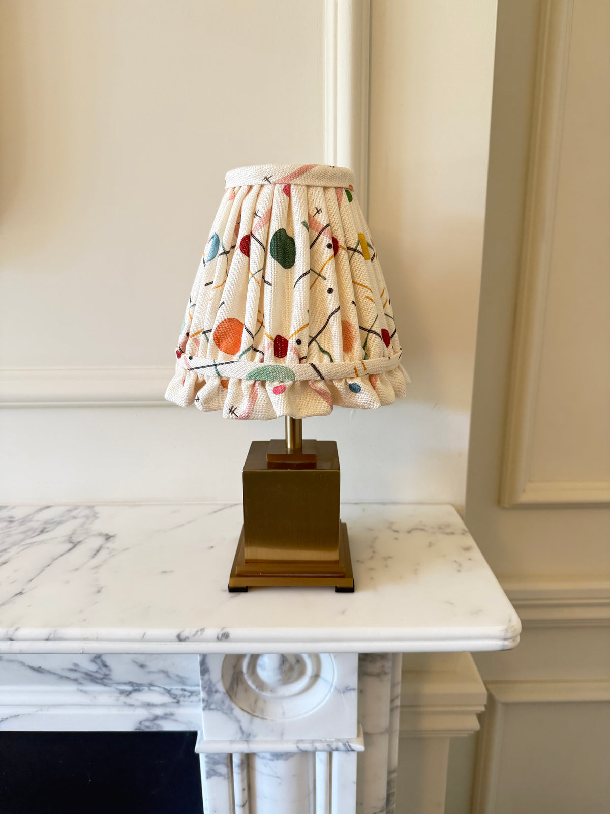 Luxury gather pleated lampshade in Ottoline Improvisation premium designer fabric