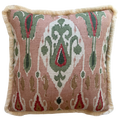 GP & J Baker Ikat Bokhara Rose Green Cushion