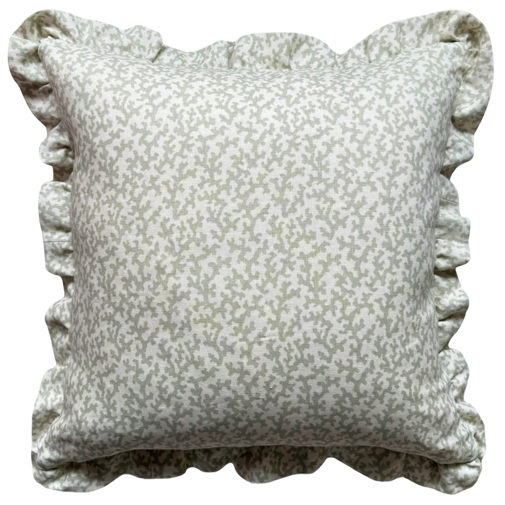 Veere Grenney Folly Sage Ruffled cushion