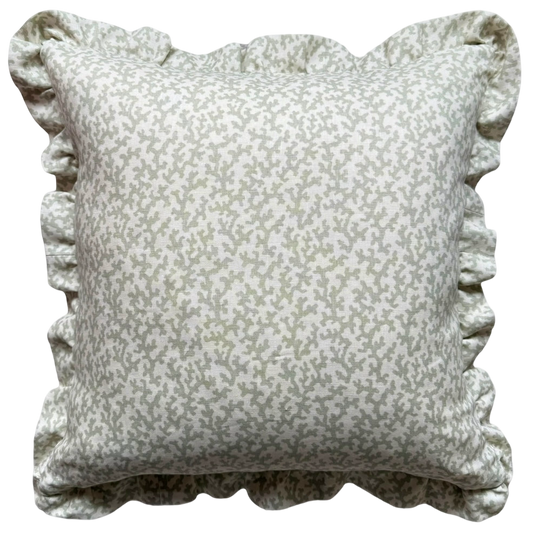 Veere Grenney Folly Sage Ruffled cushion