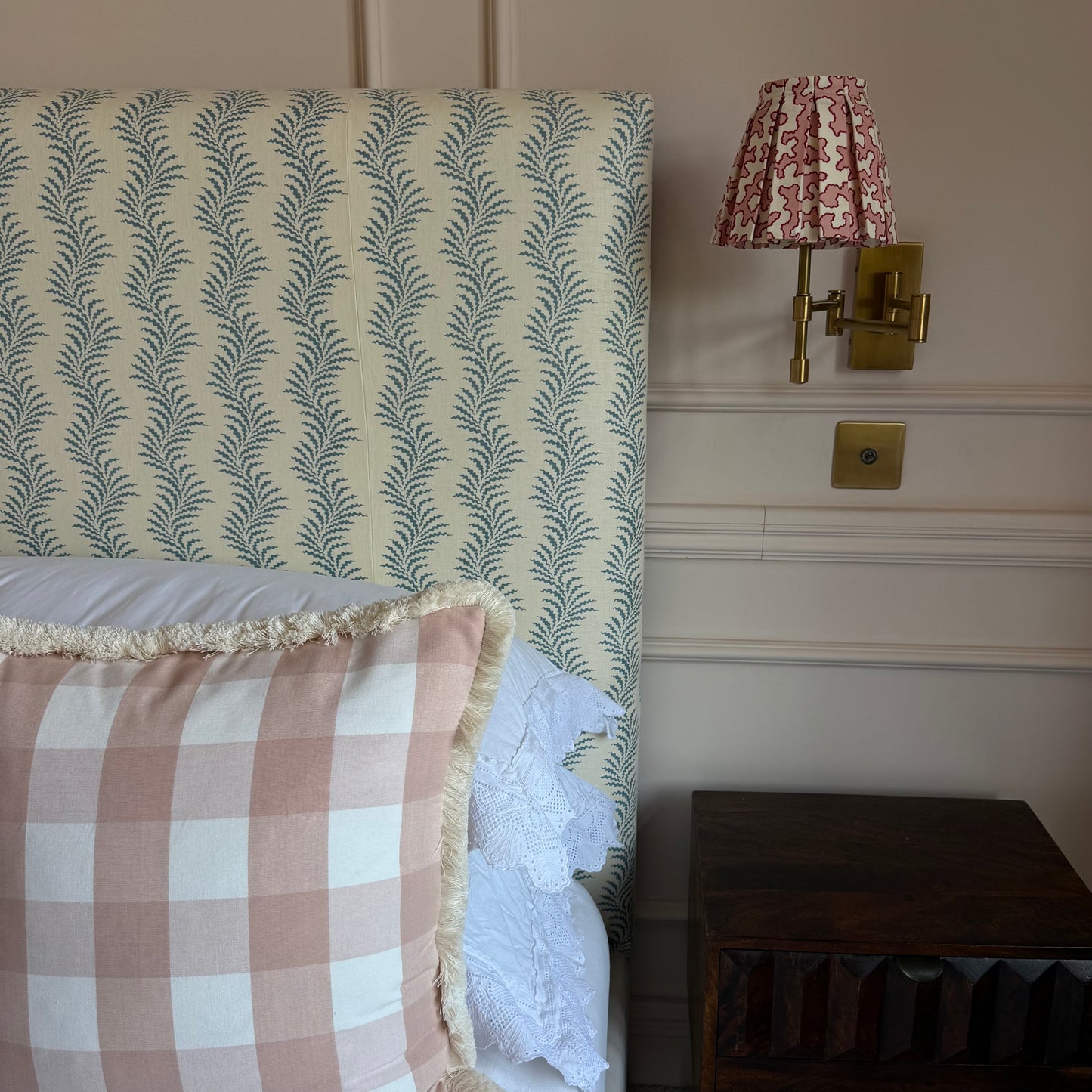 Pink Squiggle Box Pleat Lampshade