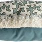 Colefax & Fowler Aqua Squiggle Fringed Lumber Cushion
