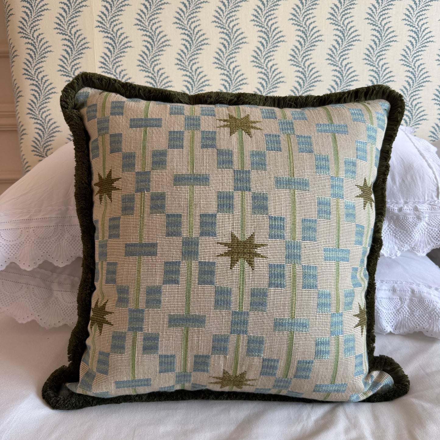 Afua Olive Fringed Cushion