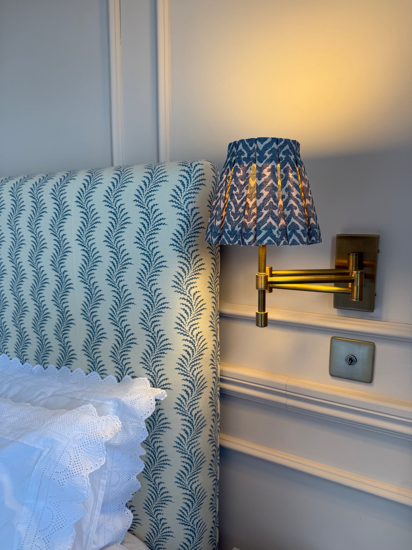 Luxury box pleat lampshade in Fermoie Rabanna premium designer fabric